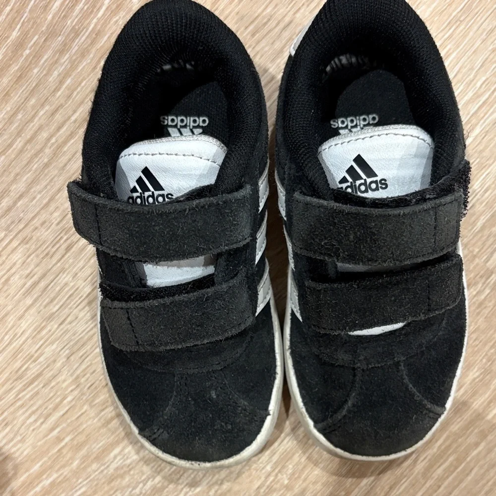 adidas Kids Black and White Velcro Sneakers - Picture 4 of 5